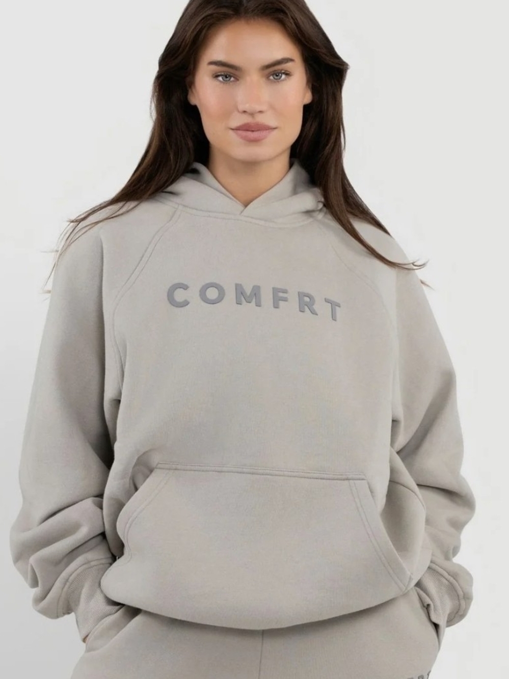Comfrt Tranquil Heavyweight Fleece Hoodie in Cement (Taupe Gray Neutral) Size XL